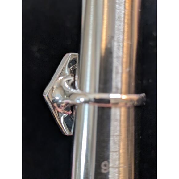 Chunky Hexagon Gold Druzy Quartz Two Tone Sterling Silver Ring Size 8 - Picture 11 of 14